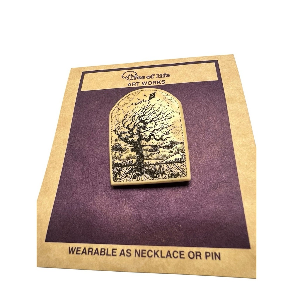Tree Of Life Art Works "Every Tree Needs A Kite" F140 Scrimshaw Pendant Brooch